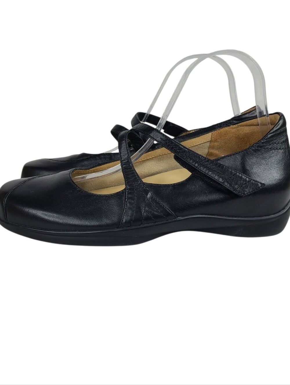 Kumfs Black Leather Mary Jane Hidden Wedge Comfort Shoes Size EU 39 US 8.5